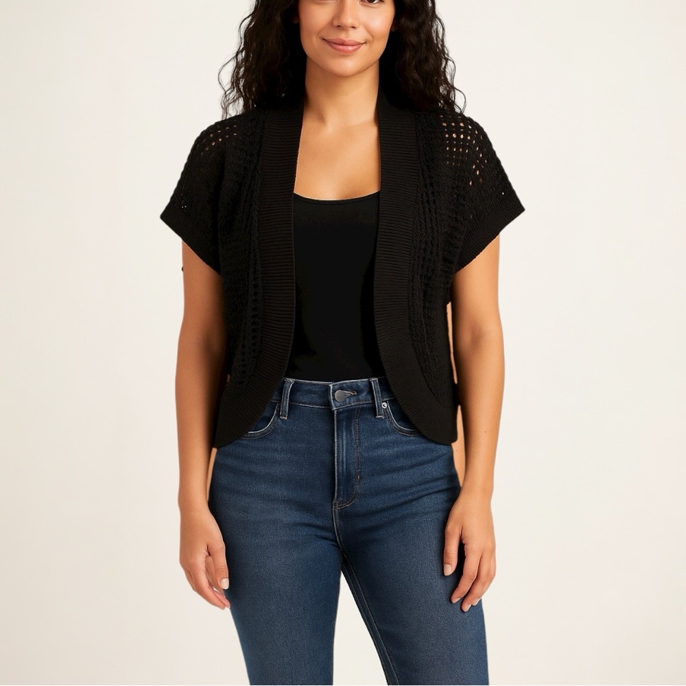 VERVE AMI - Open Front Knit Cotton Shrug